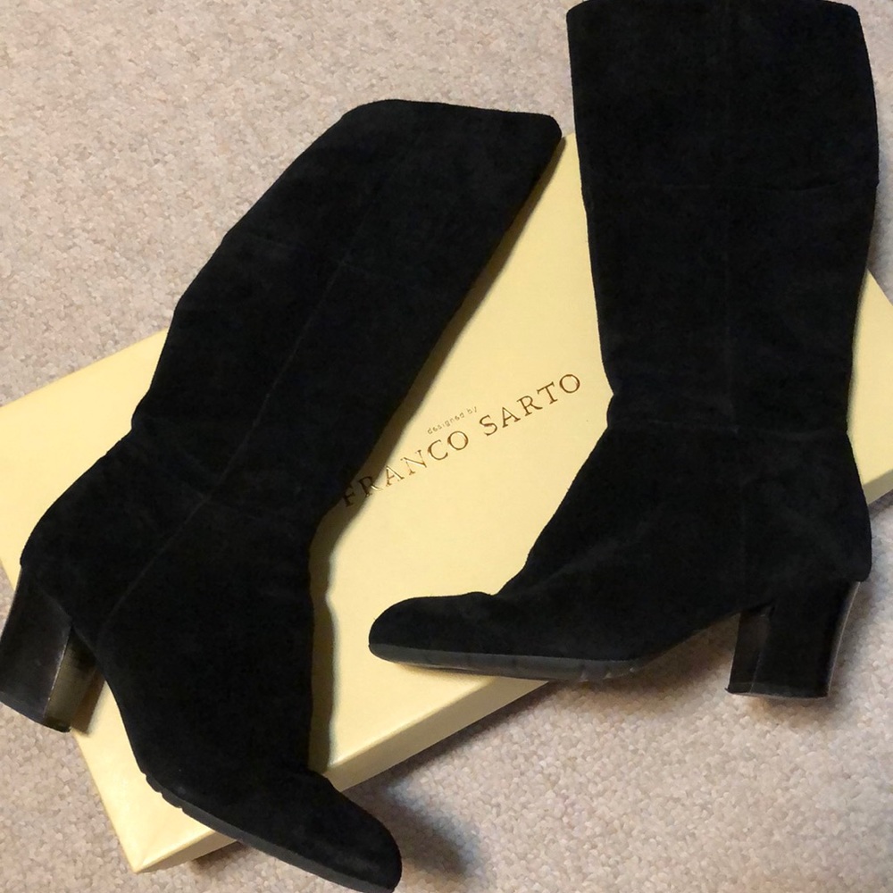 Franco Sarto black suede boots